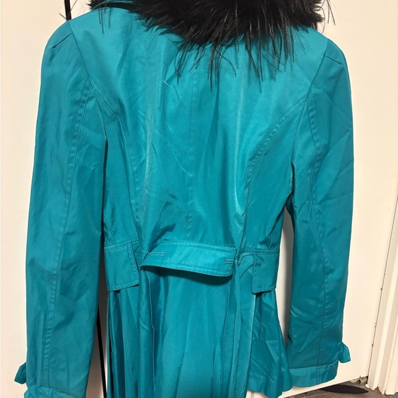 Miss Sixty Teal Utility Jacket with Black Fur Collar - Picture 9 of 12
